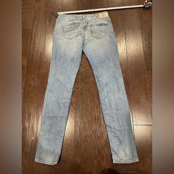 TRUE RELIGION Women Sequin Pocket Skinny  Light Denim Size 31  USA - Picture 3 of 7